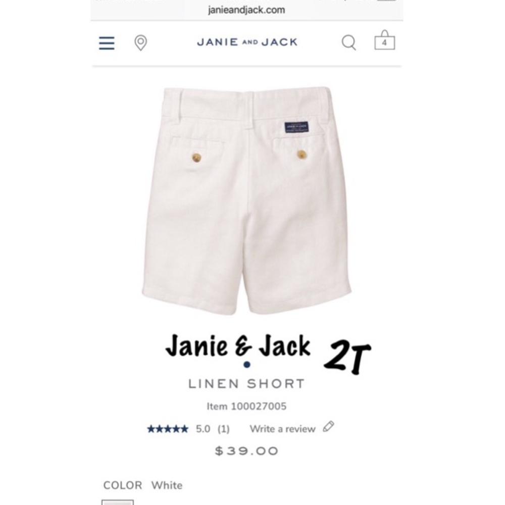 EUC Janie & Jack Linen 2T Boy Shorts